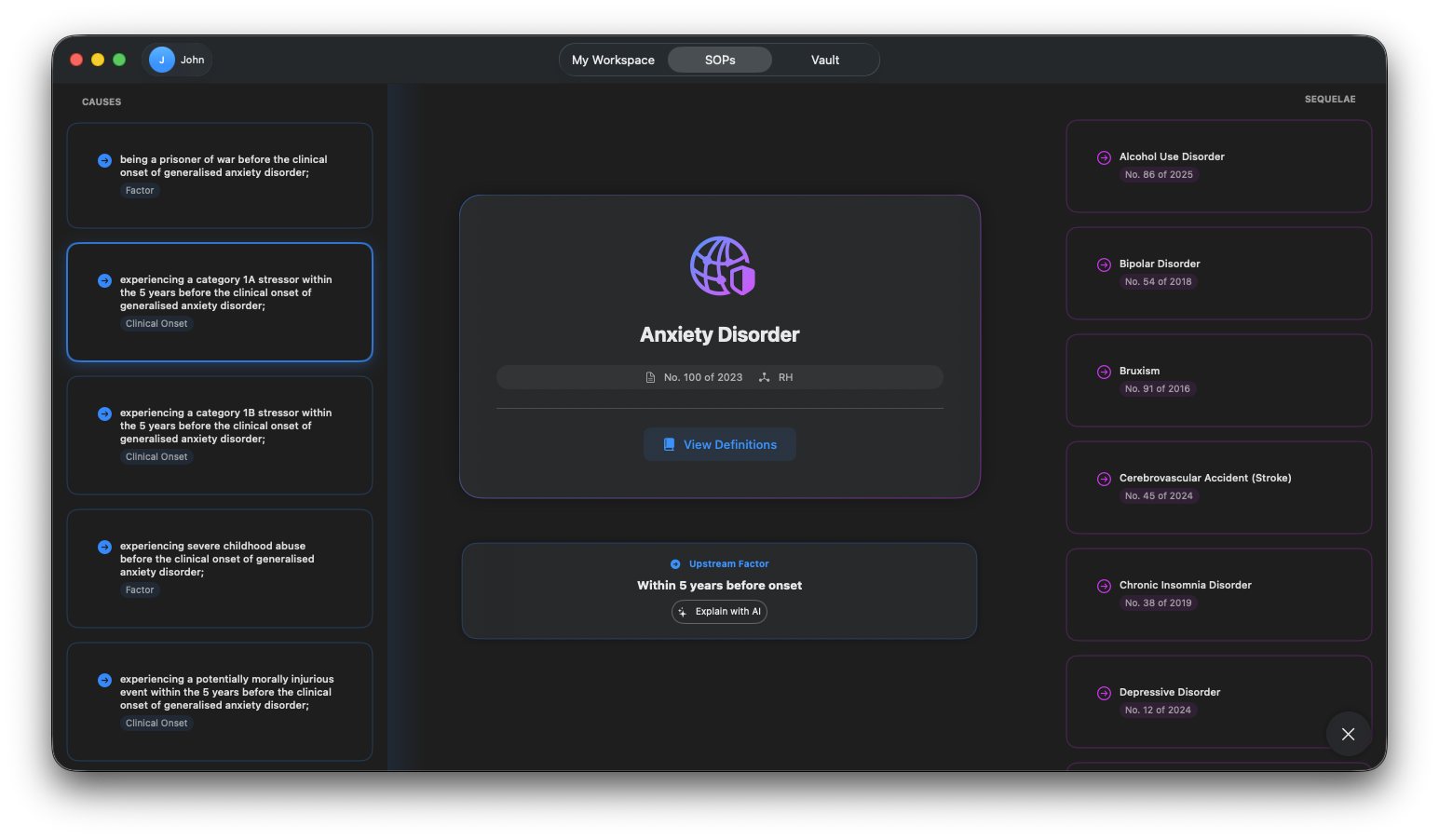 Detailed view of an RMA Statement of Principles